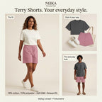 NEIKA Unisex Terry Shorts, 260 GSM Cotton Blend Relaxed Fit