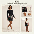 NEIKA Women's Black Base Stretch Mini Skirt, 220 GSM