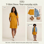 NEIKA Women's Cotton T-Shirt Dress with Pockets