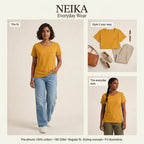 NEIKA Women's Classic Cotton T-Shirt, 180 GSM Regular Fit