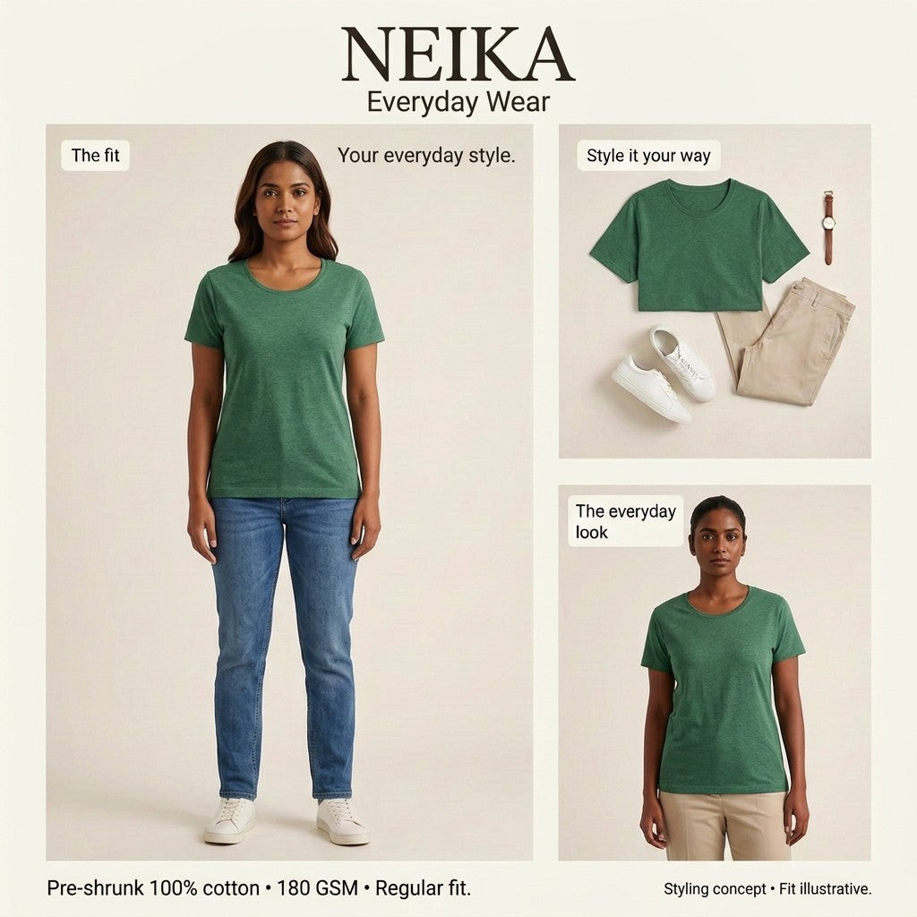 NEIKA Women's Classic Cotton T-Shirt, Regular Fit