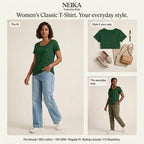 NEIKA Women's Classic Cotton T-Shirt, 180 GSM Regular Fit