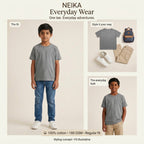 NEIKA Boys' Cotton Crew Neck T-Shirt, Regular Fit