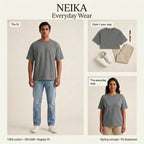 NEIKA Unisex Classic Cotton Crew T-Shirt, Regular Fit