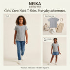 NEIKA Girls' Cotton Crew Neck T-Shirt, 180 GSM Regular Fit