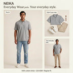 NEIKA Unisex Cotton Airtex Polo T-Shirt, Regular Fit