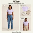 NEIKA Cotton Stretch Cropped Baby Tee, 240 GSM