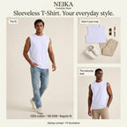 NEIKA Men's Sleeveless Cotton T-Shirt, 180 GSM Regular Fit