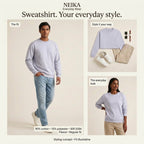 NEIKA Unisex Fleece Sweatshirt, 300 GSM Cotton Blend Regular Fit