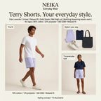 NEIKA Unisex Terry Shorts, 260 GSM Cotton Blend Relaxed Fit