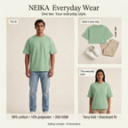 NEIKA Unisex Terry Oversized T-Shirt, 260 GSM Cotton Blend
