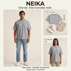 NEIKA Unisex Oversized Classic Cotton T-Shirt, 240 GSM