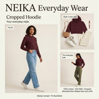 NEIKA Women's Cropped Cotton Hoodie, 320 GSM Derby Rib Trim