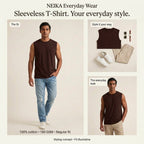 NEIKA Men's Sleeveless Cotton T-Shirt, 180 GSM Regular Fit