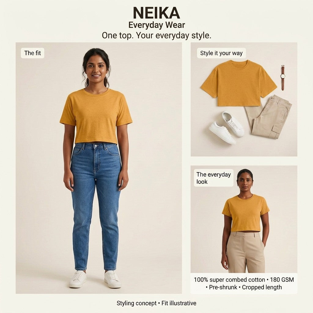 NEIKA Cotton Crop Top, Half Sleeve