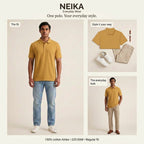 NEIKA Unisex Cotton Airtex Polo T-Shirt, Regular Fit