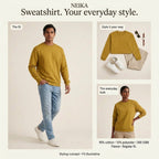 NEIKA Unisex Fleece Sweatshirt, 300 GSM Cotton Blend Regular Fit