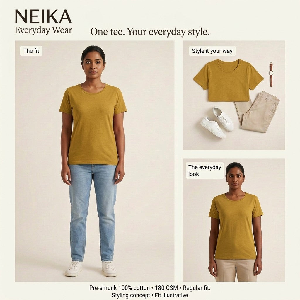 NEIKA Women's Classic Cotton T-Shirt, Regular Fit