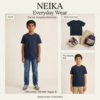 NEIKA Boys' Cotton Crew Neck T-Shirt, Regular Fit