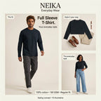 NEIKA Unisex Full Sleeve Cotton T-Shirt, 180 GSM Regular Fit