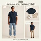 NEIKA Unisex Cotton Airtex Polo T-Shirt, Regular Fit