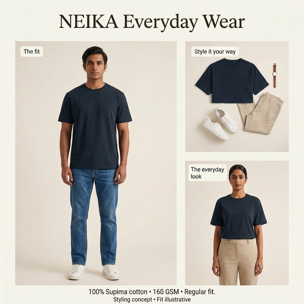 NEIKA Unisex Supima Cotton T-Shirt, Regular Fit