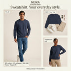 NEIKA Unisex Fleece Sweatshirt, 300 GSM Cotton Blend Regular Fit