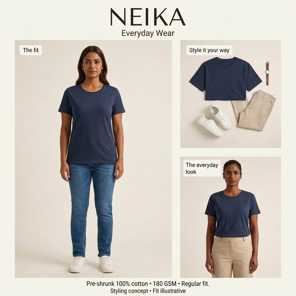 NEIKA Women's Classic Cotton T-Shirt, Regular Fit