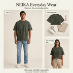 NEIKA Unisex Acid-Washed Oversized Cotton T-Shirt, 240 GSM