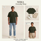 NEIKA Unisex Classic Cotton Crew T-Shirt, Regular Fit