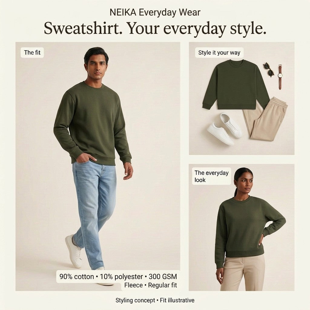 NEIKA Unisex Oversized Sweatshirt, 400 GSM Cotton Blend