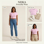 NEIKA Cotton Stretch Cropped Baby Tee, 240 GSM