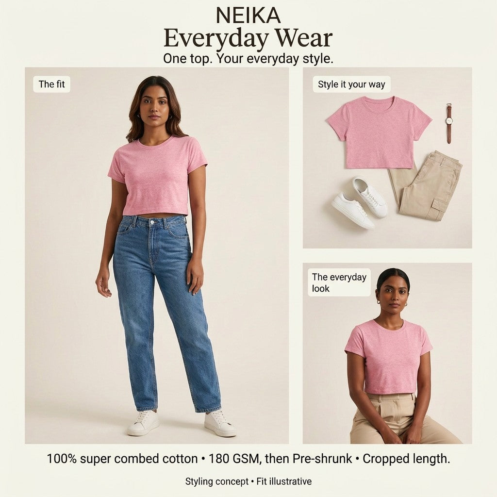 NEIKA Cotton Crop Top, Half Sleeve