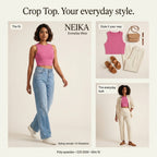 NEIKA Women's Stretch Crew Neck Crop Top, 220 GSM Poly-Spandex