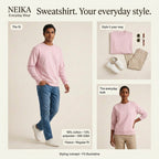 NEIKA Unisex Fleece Sweatshirt, 300 GSM Cotton Blend Regular Fit
