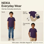 NEIKA Boys' Cotton Crew Neck T-Shirt, Regular Fit
