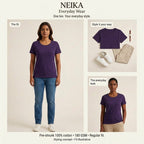 NEIKA Women's Classic Cotton T-Shirt, Regular Fit