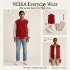 NEIKA Unisex Cotton Varsity Jacket, 300 GSM