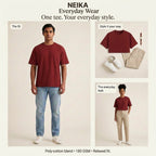 NEIKA Unisex Basic Poly-Cotton T-Shirt, Relaxed Fit
