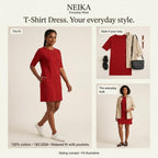 NEIKA Women's Cotton T-Shirt Dress with Pockets