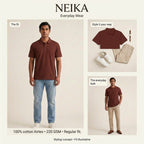 NEIKA Unisex Cotton Airtex Polo T-Shirt, Regular Fit