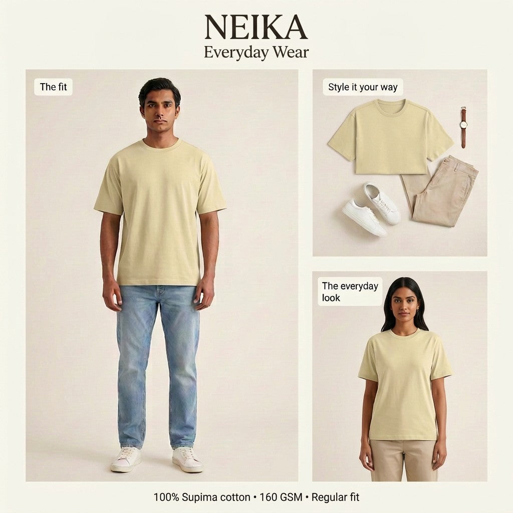 NEIKA Unisex Supima Cotton T-Shirt, Regular Fit