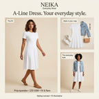 NEIKA Women's White Stretch A-Line Dress, 220 GSM