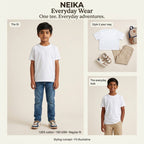 NEIKA Boys' Cotton Crew Neck T-Shirt, Regular Fit