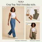 NEIKA Women's White Stretch Crew Neck Crop Top, 220 GSM