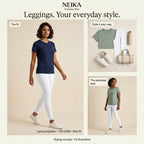 NEIKA Women's White Printed Stretch Leggings, 180 GSM Lycra Polyester