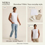 NEIKA Men's Sleeveless Cotton T-Shirt, 180 GSM Regular Fit