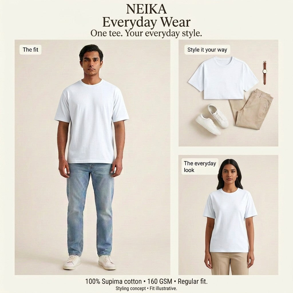 NEIKA Unisex Supima Cotton T-Shirt, Regular Fit