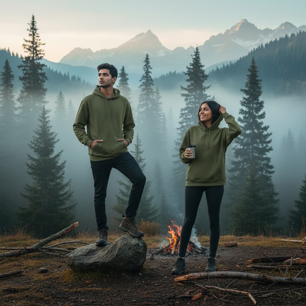 ELAN COTTS Men & Women's Hoodie – 100% Cotton | 300 GSM Brushed Fleece Heavyweight Cozy for Chilly Days