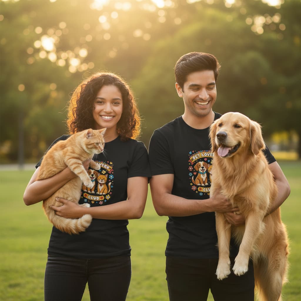 ELAN COTTS Pet Lovers Unisex Roundneck T-Shirt – 100% Supima Cotton | Luxury Soft & Breathable